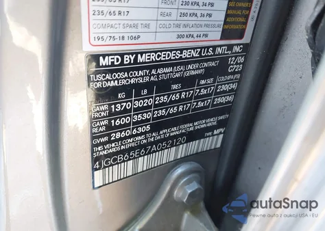 2007 Mercedes-Benz R 350 4Matic из США, поврежденный, VIN 4JGCB65E67A052120